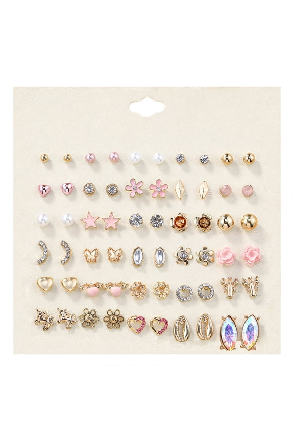 30Pairs Hypoallergenic Earrings for Women Geometric Pattern Earings Fresh Unique Earrings for Women Gift for Mom Style4