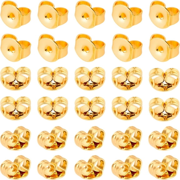DESIGNICE 30pcs/ 15 Pairs Earring Backs,Gold Earring Backings Earring Safety Backs Earring Backs Replacement Earring Stoppers for Stud Earrings,Jewelry Making (6 x 5mm)