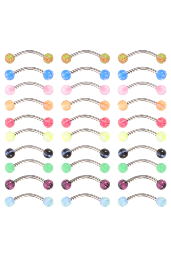 30pcs Stainless Steel Eyebrow Rings Body Piercing Jewelry