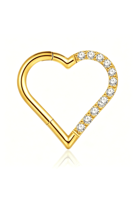 316L Stainless Steel Heart Cartilage Conch Daith Rook Tragus Earrings Cubic Zirconia Hoop Hinged Segment Septum Clicker Ring Nose Rings Hoop Piercing Jewelry