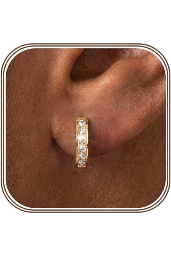 316L Stainless Steel Hoop Earrings for Men Women Hypoallergenic Cubic Zirconia Silver/Black/Gold Hoop Huggie Cartilage Earrings for Women Men Hoops 13 Mm 20 Mm