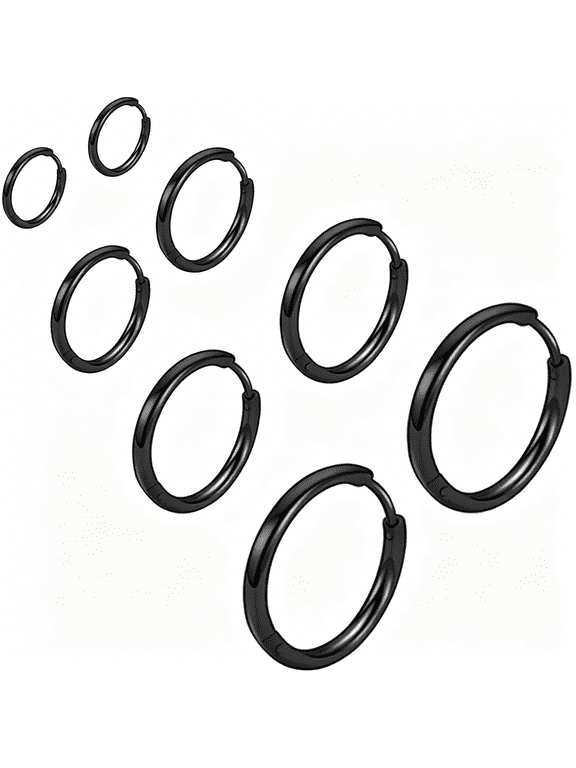 316L Surgical Stainless Steel Huggie Hoop Earrings 6Mm 8Mm 10Mm 11Mm 12Mm 14Mm Hypoallergenic Earrings Hoop Cartilage Helix Lobes Hinged Sleeper Earrings for Men Women