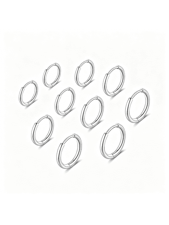 316L Surgical Stainless Steel Huggie Hoop Earrings 6mm 8mm 10mm 11mm 12mm 14mm Hypoallergenic Earrings Hoop Cartilage Helix Lobes Hinged Sleeper Earrings For Men Women