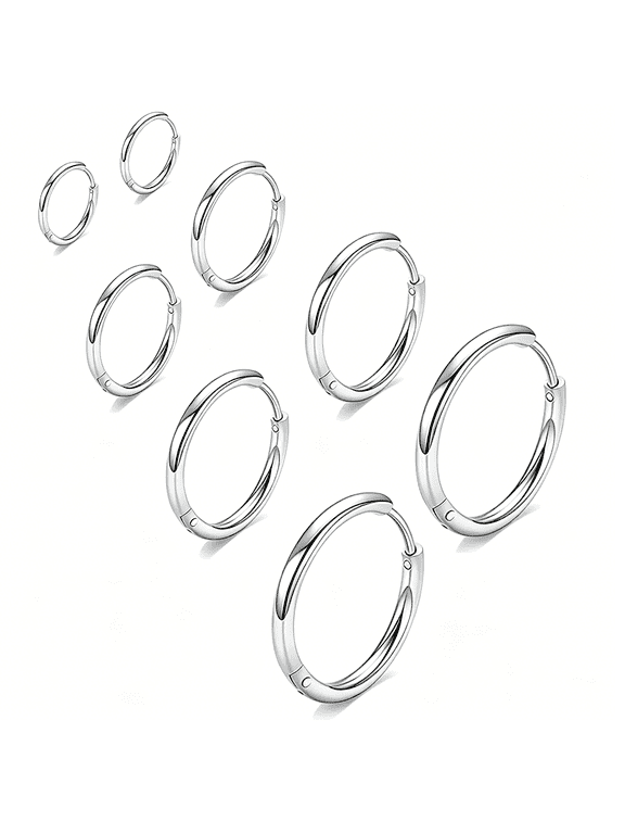 316L Surgical Stainless Steel Huggie Hoop Earrings 6mm 8mm 10mm 11mm 12mm 14mm Hypoallergenic Earrings Hoop Cartilage Helix Lobes Hinged Sleeper Earrings For Men Women