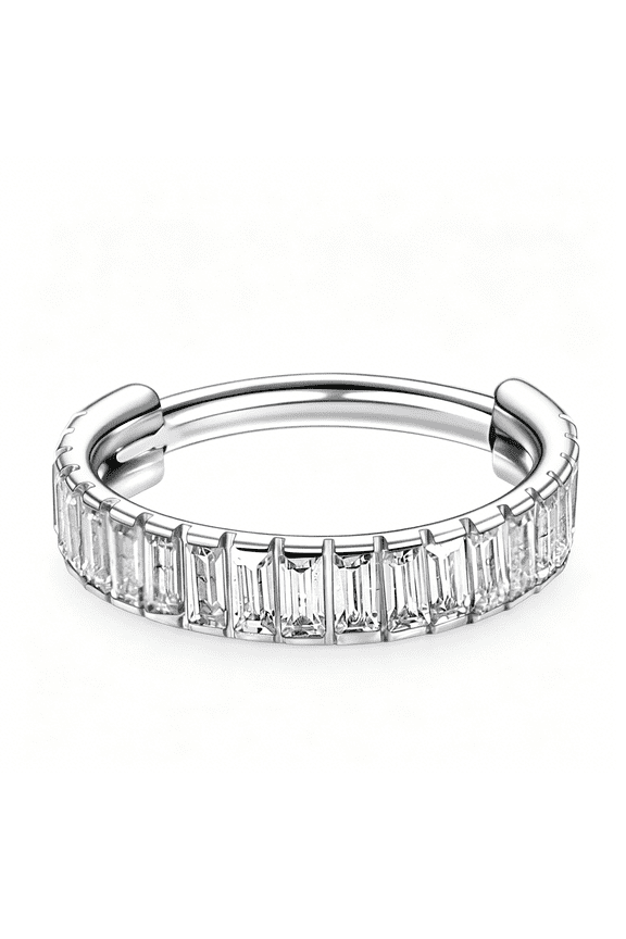 316L Surgical Steel Hinged Segment Ring Conch Septum Piercing Jewelry Nose Ring Hoop Cartilage Huggie Earring Baguette Gems Thick Hoop Earring