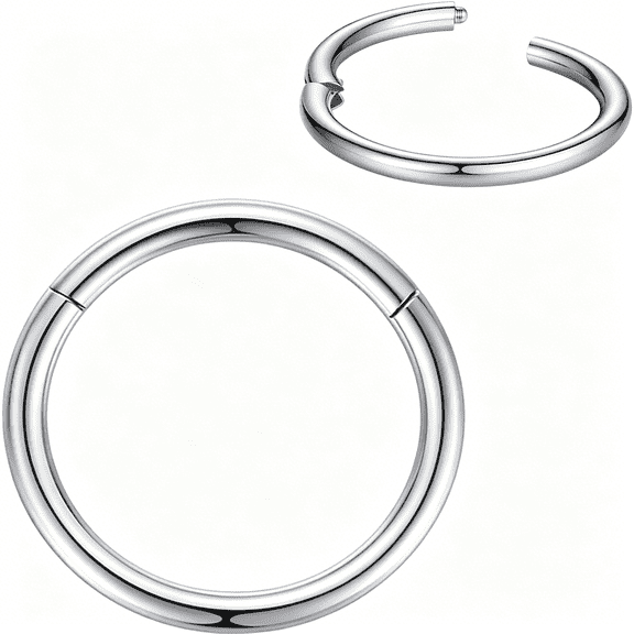 DESIGNICE 316L Surgical Steel Nose Rings Hoop Septum Clicker Hinged Segment Ring Lip Ear Piercing Earrings for Cartilage Helix Tragus Conch Rook 20G 18G 16G 14G 12G 10G 8G,Inner Diameter 5Mm to 22Mm