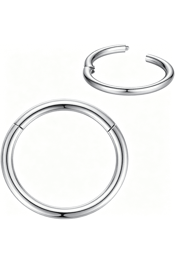 316L Surgical Steel Nose Rings Hoop Septum Clicker Hinged Segment Ring Lip Ear Piercing Earrings for Cartilage Helix Tragus Conch Rook 20G 18G 16G 14G 12G 10G 8G,Inner Diameter 5Mm to 22Mm