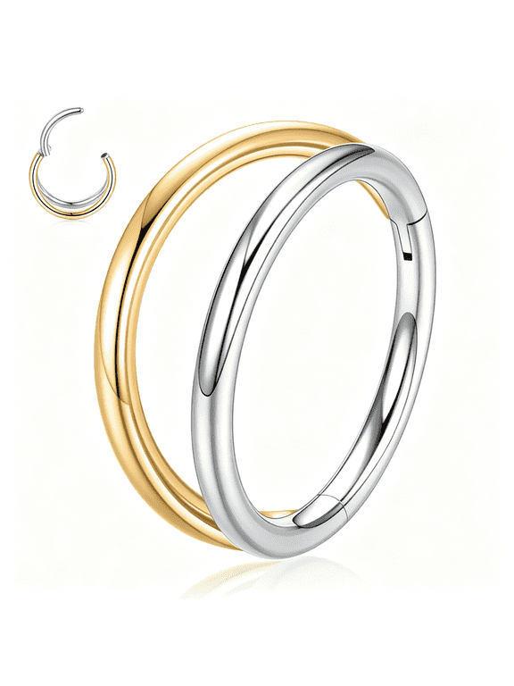 316L Surgical Steel Septum Clicker Ring Nose Ring Hoop Sleeper Hoop Earring Helix Rook Conch Cartilage Daith Tragus Earrings Lobe Nose Piercing Jewelry for Women