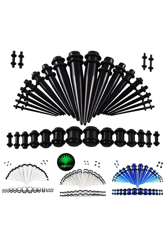 36Pcs Acrylic Ear Gauge Stretching Kit Tapers Flesh Tunnels Plug Body Piercing