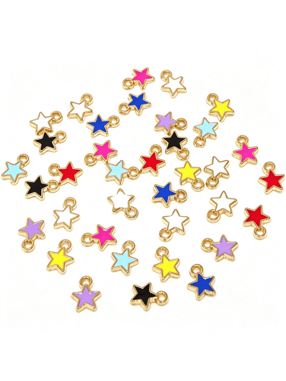 36Pcs Cute Tiny Enamel Star Charms Pendants for Jewelry Making Or Diy Crafts Adorable Cute Charms