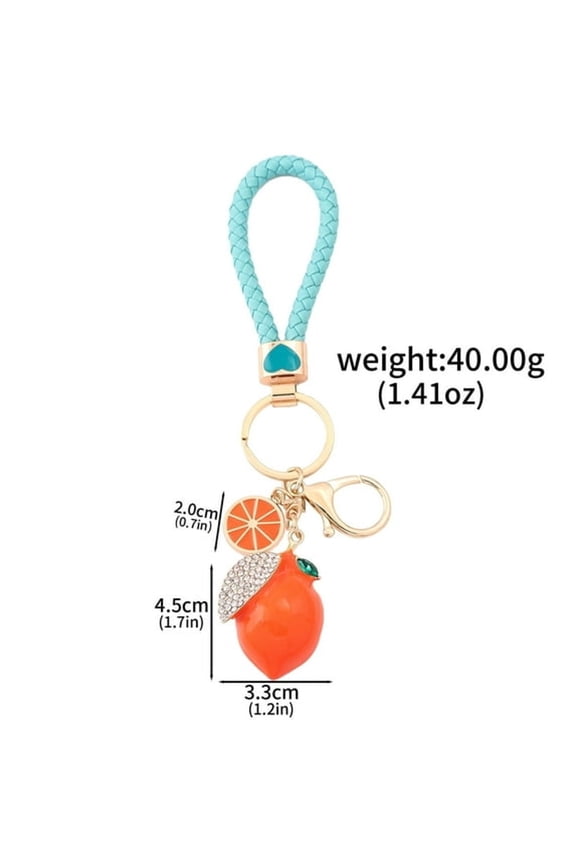 3D Fruit Keyring Lemon Charm Pendant Summer Style Decorative Alloy Crystal Keychain for Woman'S Purse Bag Car Party Wedding Jewelry