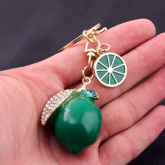 DESIGNICE 3D Fruit Keyring Lemon Charm Pendant Summer Style Decorative Alloy Crystal Rhinestone Keychain for Woman'S Purse Bag Car Party Wedding Gift Jewelry