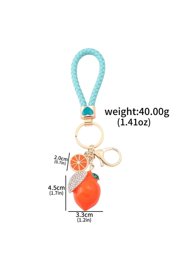 3D Fruit Keyring Lemon Charm Pendant Summer Style Decorative Alloy Crystal Rhinestone Keychain for Woman'S Purse Bag Car Party Wedding Gift Jewelry
