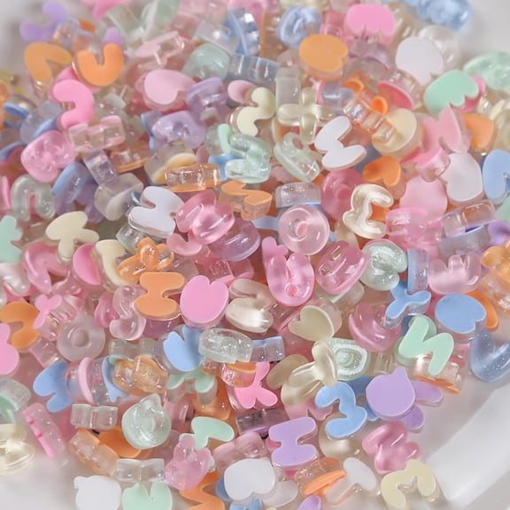 DESIGNICE 3D Mixed Random 26 Letter Acrylic Flat Charms Bulk, Colorful Bubble Big Alphabet Embellishments A-Z for Diy Friendship Bracelets, 100Pcs Jewelry Making Supplies, Translucent Color