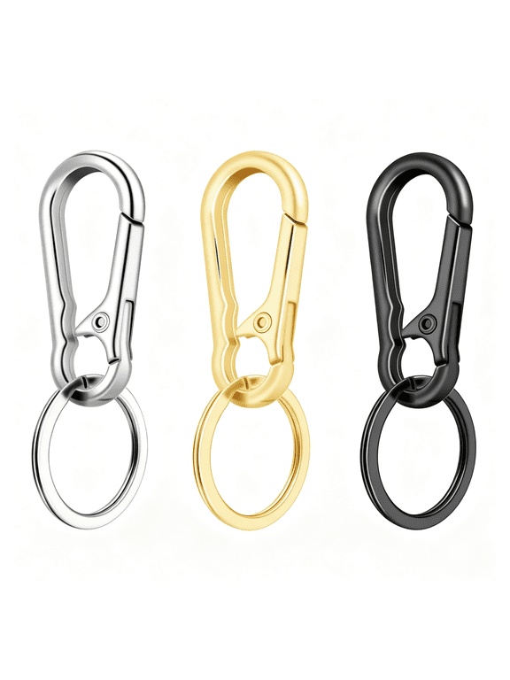 3Pack Assorted Metal Carabiner Clip,Small Keychain Rings,Mini Edc Key Ring Chain Holder Organizer for Purse Charm Hook,Car Keychain,Paracord Keychain Lanyard,Key Fob for Men and Women