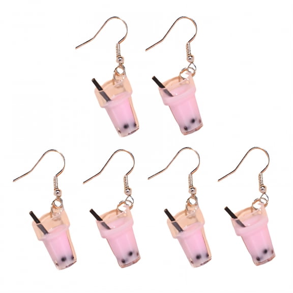 DESIGNICE 3Pairs Fun Earrings,Resin Women Earrings,Bubble Tea Design Statement Earrings for Women,Style1