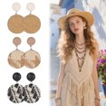 thumbnail image 1 of DESIGNICE 3Pcs Boho Earrings,Stud Earrings Statement Earrings,Buttons Weaving Womens Earrings,Style1, 1 of 7
