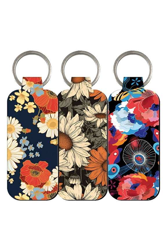 3Pcs Chapstick Holder Key Chain,Various Floral Patterns Chapstick Holder,Colors Range From Subtle to Bold Lip Balm Holder,Color Mixing3