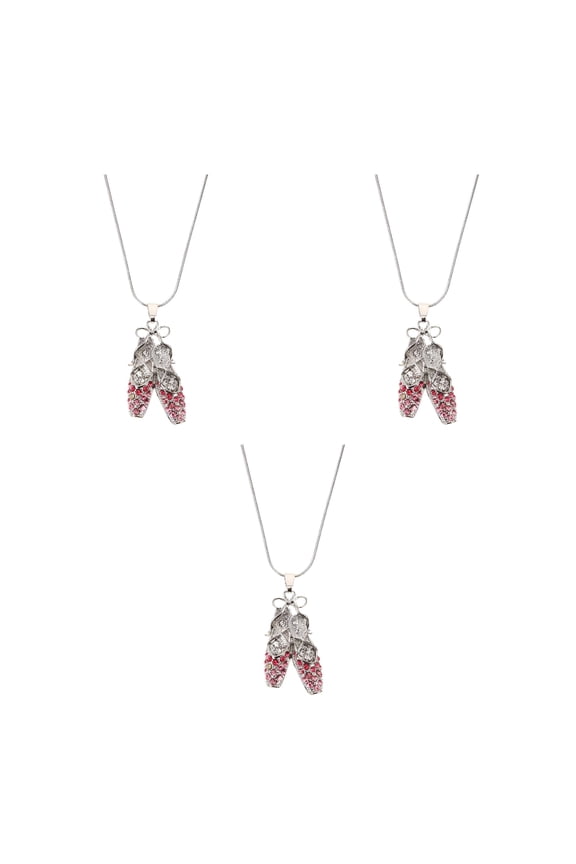 3Pcs Crystal Ballet Shoe Necklace Rhinestones Pendant Necklace Birthday Valentines Jewelry Gift