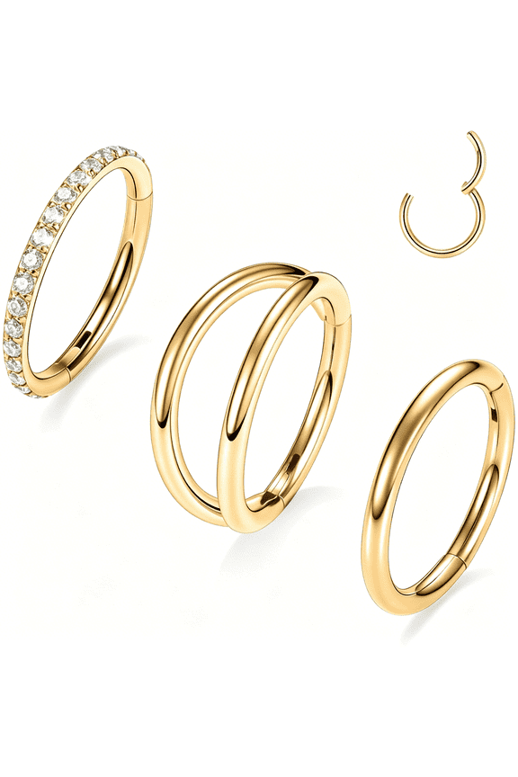 3Pcs Double Nose Rings Double Nose Hoops 316L Surgical Steel Cartilage Earrings 20G/18G/16G Septum Rings Conch Piercing Helix Lip Rook Daith Tragus Pierxing Jewelry 6Mm to 12Mm