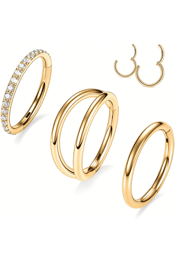 3Pcs Double Nose Rings Double Nose Hoops 316L Surgical Steel Cartilage Earrings 20G/18G/16G Septum Rings Conch Piercing Helix Lip Rook Daith Tragus Pierxing Jewelry 6Mm to 12Mm