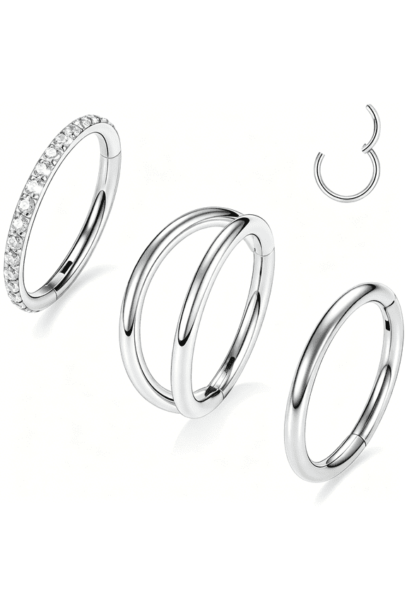 3Pcs Double Nose Rings Double Nose Hoops 316L Surgical Steel Cartilage Earrings 20G/18G/16G Septum Rings Conch Piercing Helix Lip Rook Daith Tragus Pierxing Jewelry 6Mm to 12Mm