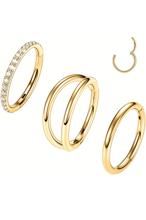 3Pcs Double Nose Rings Double Nose Hoops 316L Surgical Steel Cartilage Earrings 20G/18G/16G Septum Rings Conch Piercing Helix Lip Rook Daith Tragus Pierxing Jewelry 6Mm to 12Mm