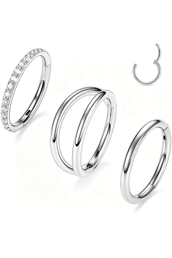 3Pcs Double Nose Rings Double Nose Hoops 316L Surgical Steel Cartilage Earrings 20G/18G/16G Septum Rings Conch Piercing Helix Lip Rook Daith Tragus Pierxing Jewelry 6Mm to 12Mm