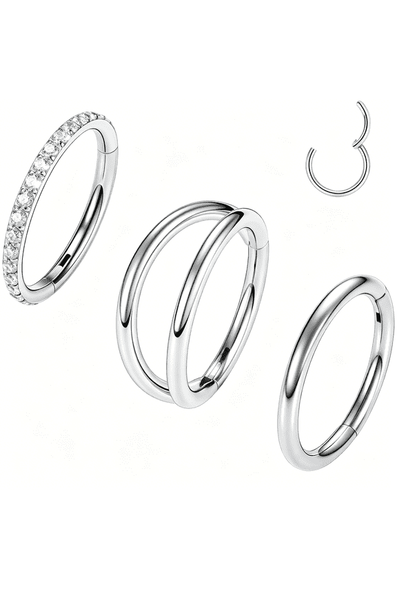 3Pcs Double Nose Rings Double Nose Hoops 316L Surgical Steel Cartilage Earrings 20G/18G/16G Septum Rings Conch Piercing Helix Lip Rook Daith Tragus Pierxing Jewelry 6Mm to 12Mm