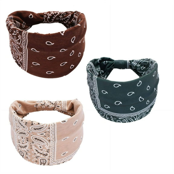 DESIGNICE 3Pcs Headbands Comfortable Fabric Thick Headbands for Women,Strong Grip Sweat-Absorbing Head Wraps for Women,Style6,Multicolor