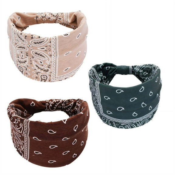 DESIGNICE 3Pcs Headbands Elegant Pattern Thick Headbands for Women,Comfortable Fabric Strong Elasticity Head Wraps for Women,Style6,Multicolor