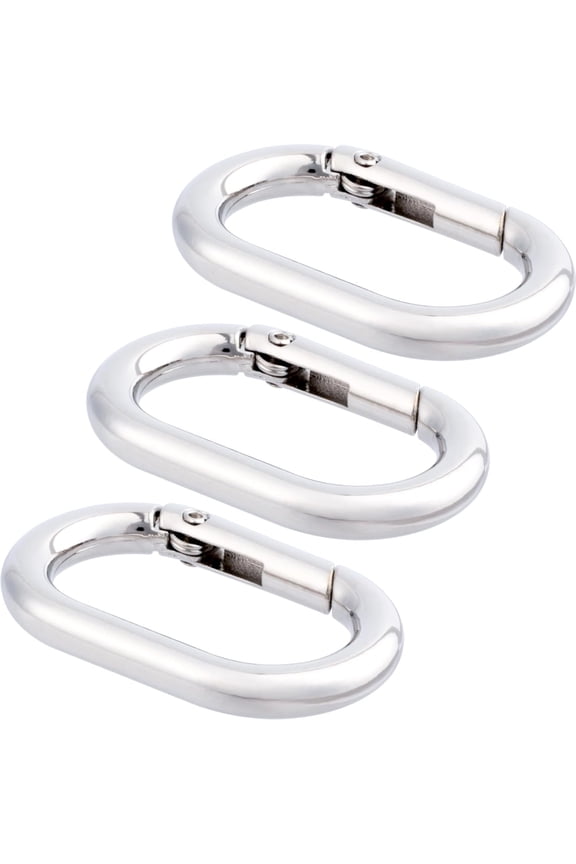3Pcs Oval Spring Ring Clips,Metal Keyring Purse Clip,Heavy Duty Opening O Ring Carabiner for Keychains,Backpacks,Keys