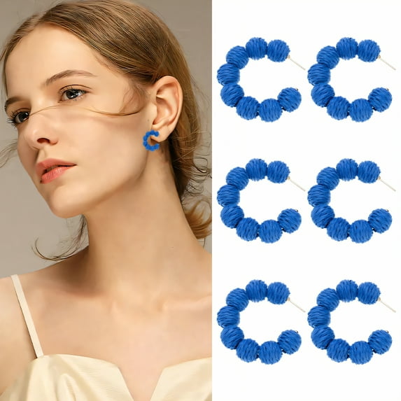 DESIGNICE 3Pcs Summer Earrings,Weaving Technology Earrings for Women Trendy,Lightweight Material Womens Earrings,Statement Earrings for Women for Vacation Travel,Style4