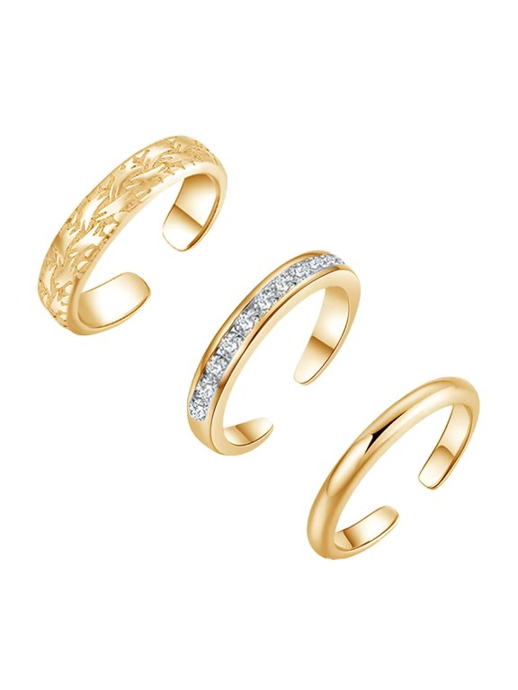 3Pcs Toe Rings Set For Women Adjustable Simple Flower Ring Summer Beach
