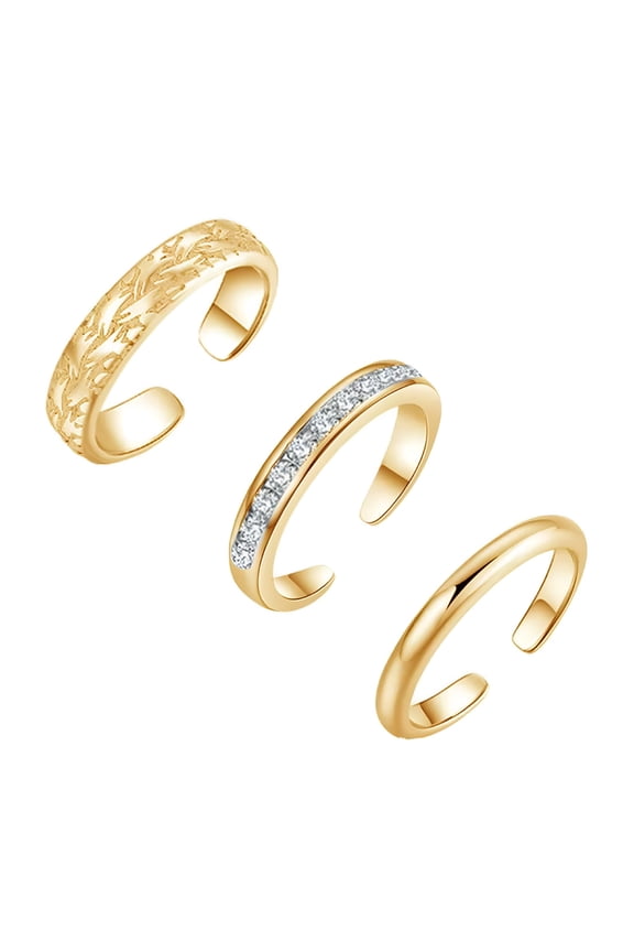 3Pcs Toe Rings Set For Women Adjustable Simple Flower Ring Summer Beach