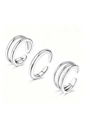 3Pcs Toe Rings for Women Non Tarnish-Adjustable 14K Gold Plated Toe Ring Silver Dainty Open Toe Rings Set Waterproof Summer Beach Foot Jewelry