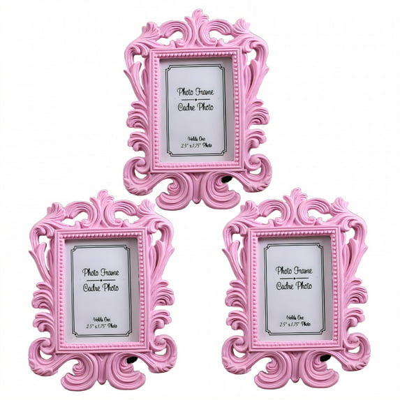 DESIGNICE 3Pcs Vintage Picture Frames,Multi Color Photo Frames,Combo Match Family Picture Frame,4.73"X3.55",Pink