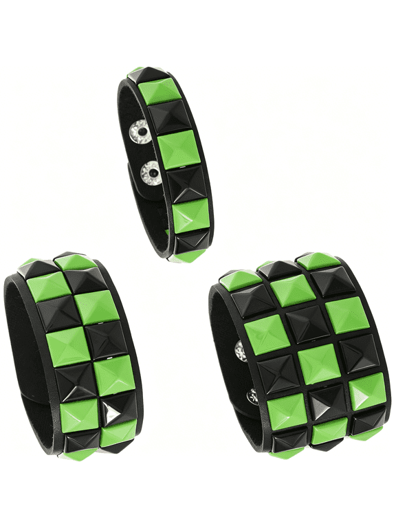 3PcsPunk Bracelet Leather Studded Bracelets Emo Bracelet Adjustable Goth Bracelets for Men Women