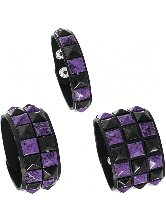3Pcspunk Bracelet Leather Studded Bracelets Emo Bracelet Adjustable Goth Bracelets for Men Women