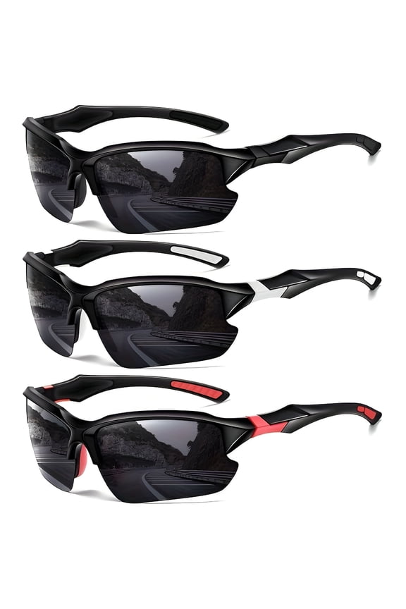 3pcs High-Performance Polarized Sunglasses Set - UV Protection, Windproof, Anti-Glare - Ideal for Cycling, Baseball, Running, Fishing, Golf, & Driving
