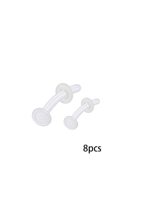 4 Pairs 16G 14G Clear Eyebrow Piercing,Plastic Belly Lip Piercing Retainers Acrylic Daith Rook Earrings for Surgery Mri Work Straight Curved Barbells