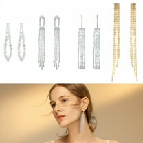 DESIGNICE 4 Pairs Statement Earrings for Women,Flowing Tassel Motion Drop Earrings,Gold Dangle Earrings for Women Wife Girlfriend Fashion Jewelry Accessories Gift,Style1