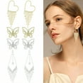 thumbnail image 1 of DESIGNICE 4 Pairs Statement Earrings for Women,Flowing Tassel Motion Gold Earrings for Women Trendy,Gold Statement Earrings Gift Sentiment,Style1, 1 of 7