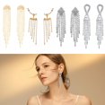 thumbnail image 1 of DESIGNICE 4 Pairs Statement Earrings for Women,Rhinestone Long Tassel Chain Earrings,Gold Dangle Earrings Wife Girlfriend Party Birthday Jewelry Gift,Style5, 1 of 7