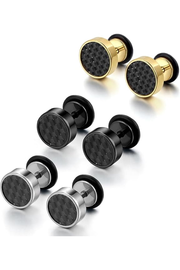 4 Pairs Unisex 6-12Mm Stainless Steel Stud Earrings Set, Ear Piercing Plugs Faux Gauges Illusion Tunnel Screw Earrings for Mothers Day, White