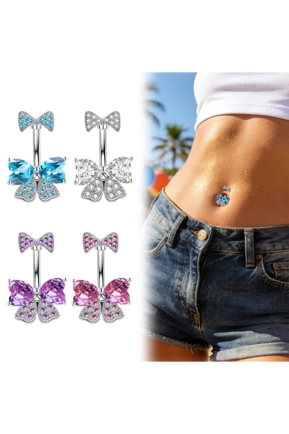4 Pcs Dangle Belly Button Rings,Electroplating Belly Rings,Stainless Steel with Copper Belly Button Piercing Cute Belly Button Rings,multicolor
