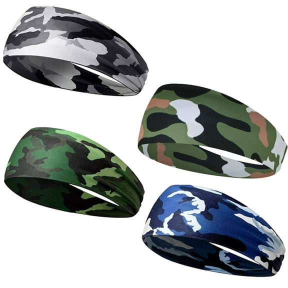 DESIGNICE 4 Pcs Headbands for Men,Comfortable Wicking Design Sweat Bands Headbands Men,Stable and Comfortable Sweat Band,Style 1