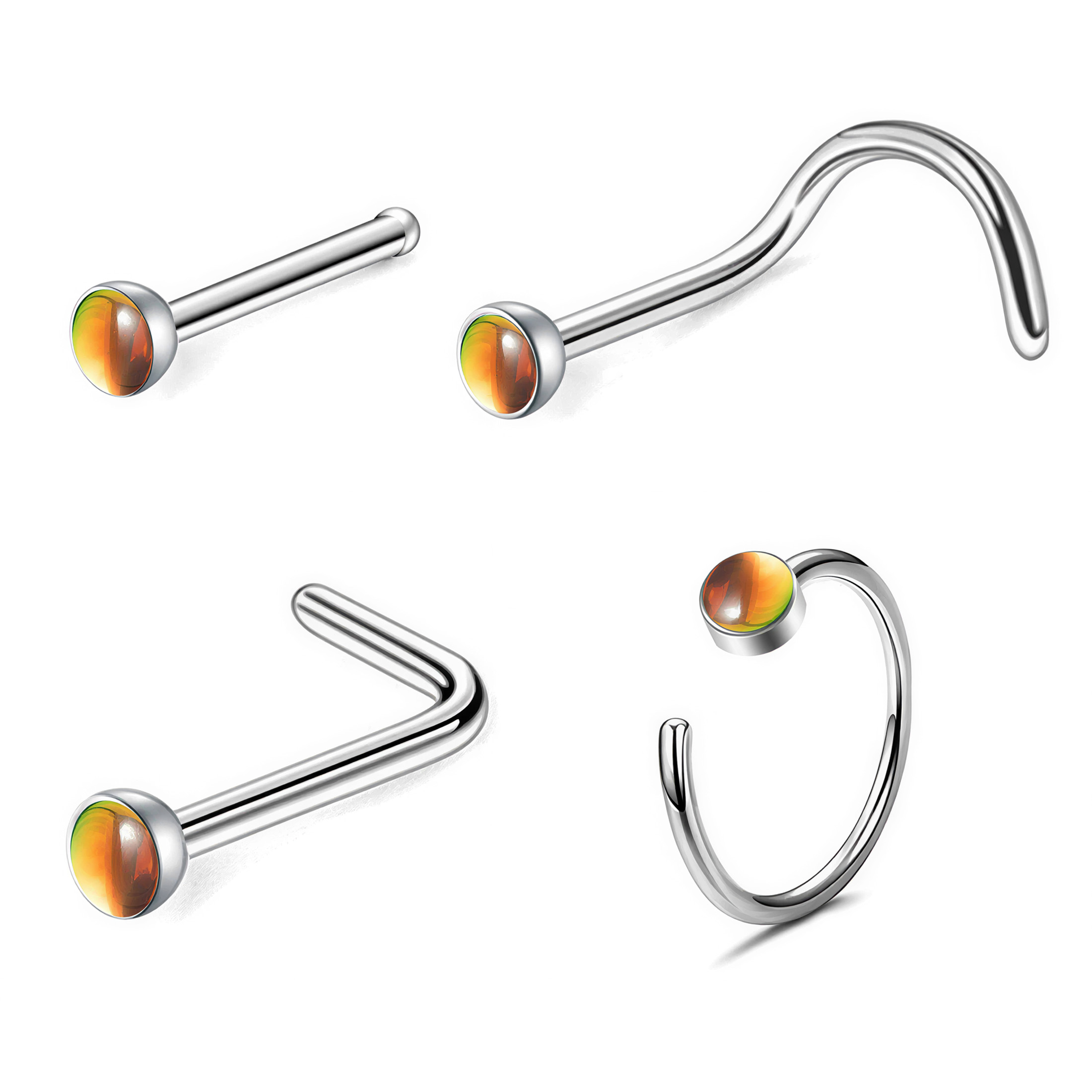 DESIGNICE 4 Pcs Nose Ring Stud,Stainless Steel Nose Studs Set (Straight — free download