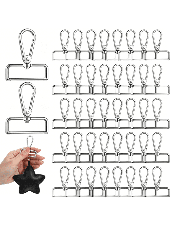 40 Pcs 1-1/2 Inch Lobster Claw Swivel Clasps, D Ring Swivel Lobster Claw Clasps, Metal Lobsters Lanyard Clasp, Push Gate Snap Hooks for Diy Crafts Keychain Purse Bag Making