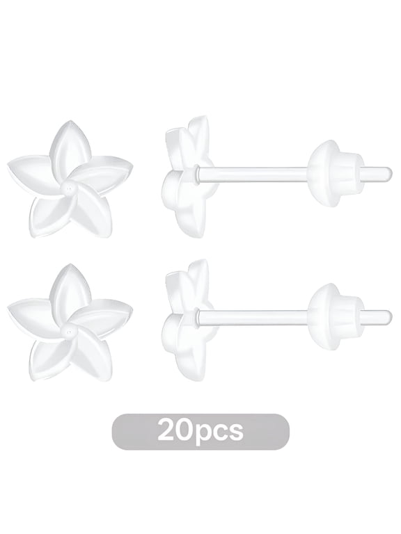 40 Pcs Clear Sports Earrings, Medical Grade Plastic Piercing Retainers, Hypoallergenic Invisible Studs for Sensitive Skin, Gym, Swimming